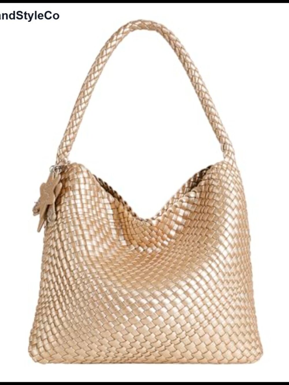 Handmade Woven Faux Leather Tote Bag Slouchy Hobo Shoulder Handbag